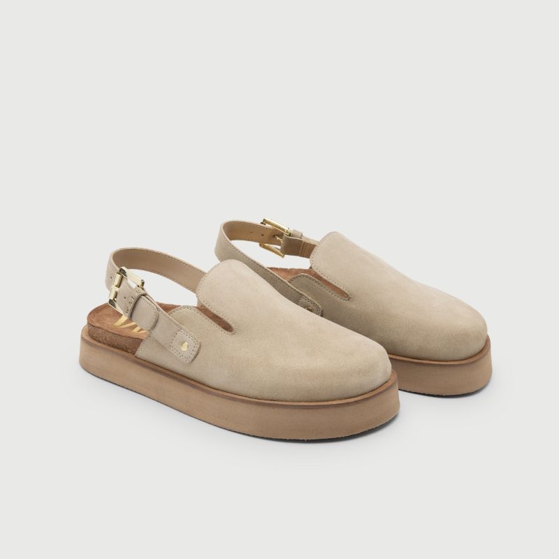 Barca Clog Mule Stone Suede THREE QUARTER