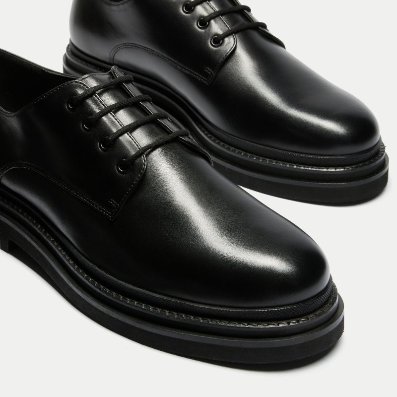 Brooklyn Derby Shoe Black Leather DETAIL 1