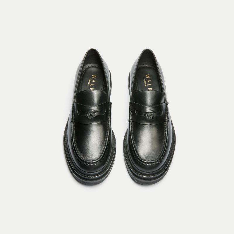 Brooklyn Penny Loafer Black Leather POV