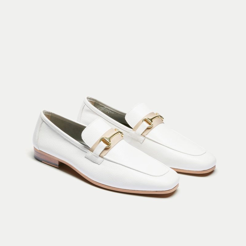 Capri Trim Loafer Off White Leather THREE QUARTER