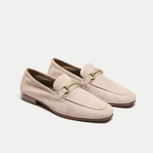 Capri Trim Loafer Stone Suede THREE QUARTER