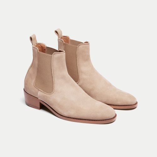 Hoxton Chelsea Boot Stone Suede THREE QUARTER