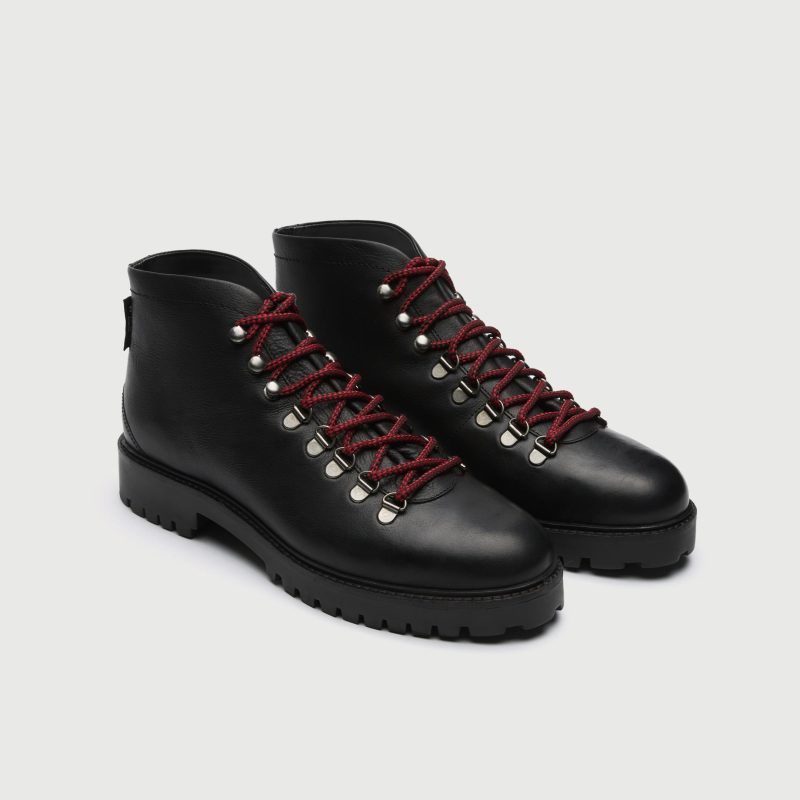 Sean Low Hiking Boot Black Leather THREE QUARTER