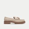 Walk London Mens Sean Tassel Loafer in Stone Suede