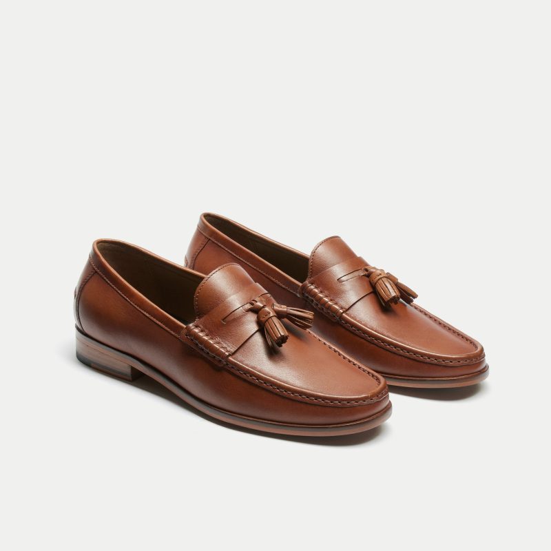 Tino Tassel Loafer Tan Leather THREE QUARTER