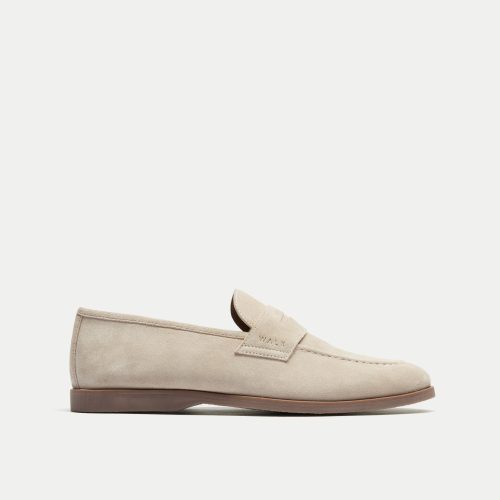 Walk London Mens Angelo Saddle Loafer - Stone Suede