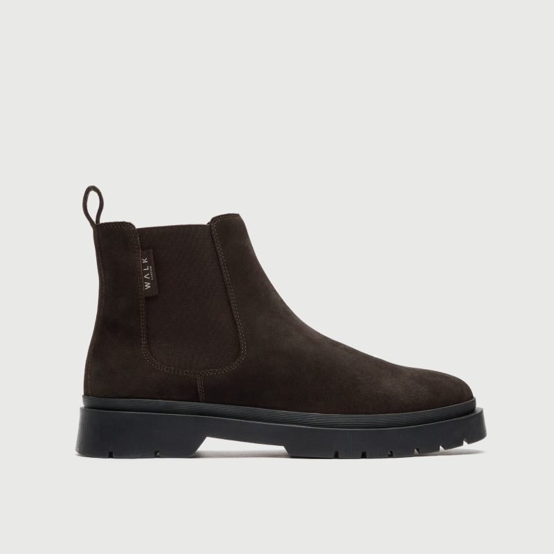 WALK London Men's Callum Chelsea Boot in Brown Suede