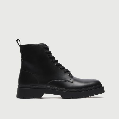 WALK London Men's Callum Lace Boot in Black Leather