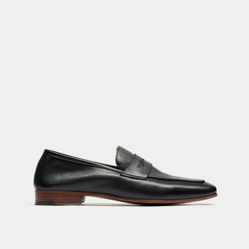 Walk London Mens Capri Saddle Loafer in Black Leather