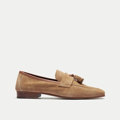 Walk London Mens Capri Tassel Loafer in Tan Suede