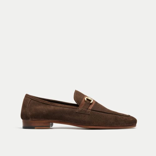 Walk London Mens Capri Trim Loafer in Brown Suede