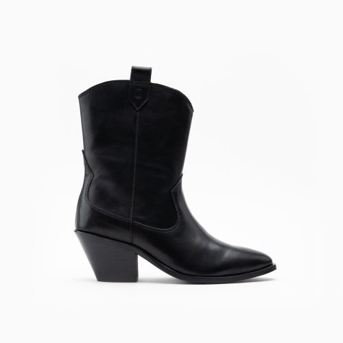 Walk London Womens Cora Western Boot in Black Leather