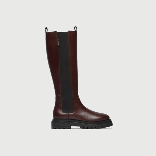 Walk London Women's Dana Tall Chelsea Boot in Brown Leather