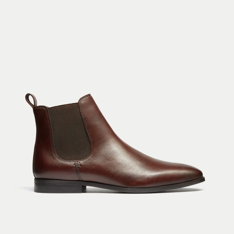 Walk London Mens Florence Chelsea Boot in Brown Leather