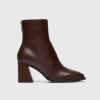 Walk London Womens Frankie Back Zip Boot in Brown Leather