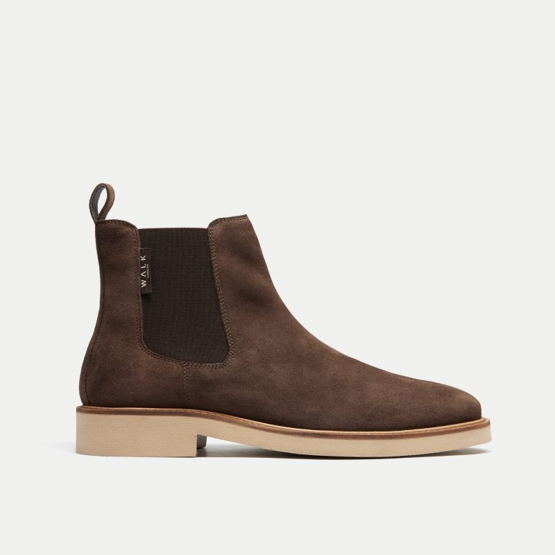 Walk London Mens Henley Chelsea Boot In Brown Suede