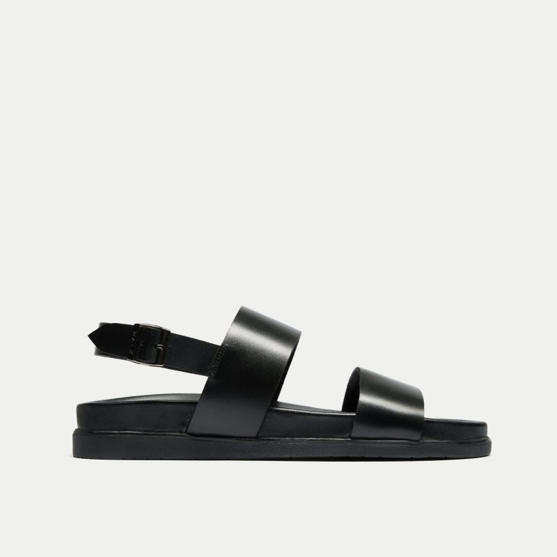 Walk London Mens Jackson Sandal in Black Leather