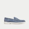 Walk London Mens Joshua Saddle Loafer in Navy Suede