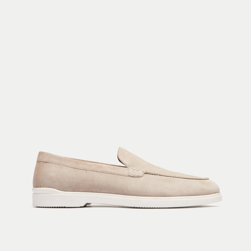 Walk London Mens Joshua Slip On in Stone Suede