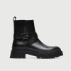 Walk London Womens Kate Buckle Boot in Black Leather