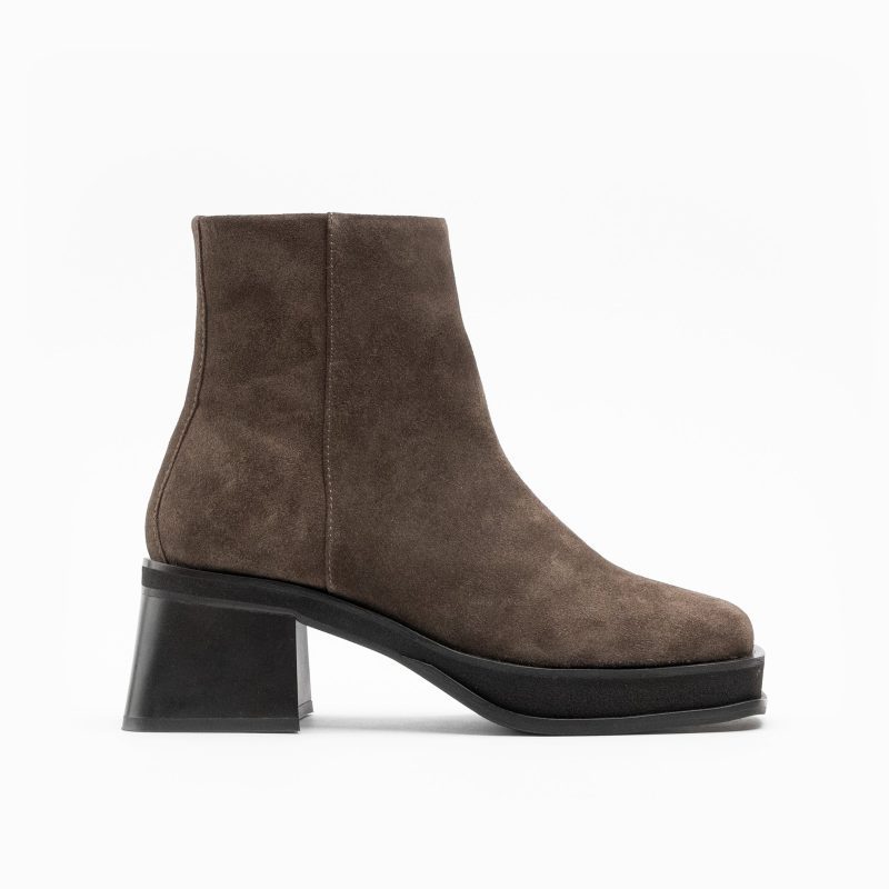 Walk London Womens Lily Inside Zip Boot in Brown Suede