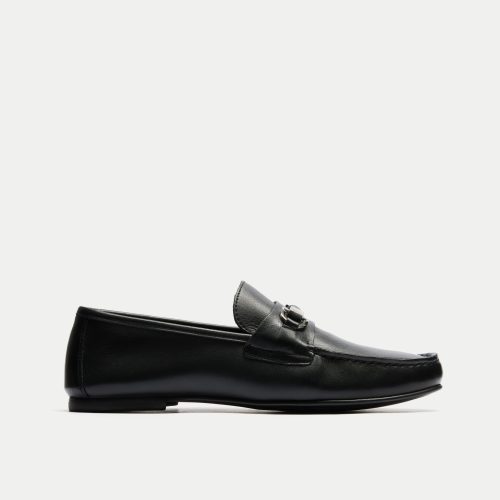 Walk London Mens Luigi Rope Loafer in Black Leather