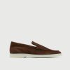 Walk London Mens Monaco Slip On Loafer in Brown Suede