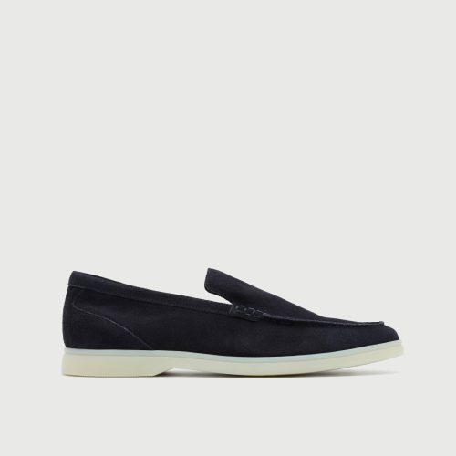 Walk London Mens Monaco Slip On Loafer in Navy Suede