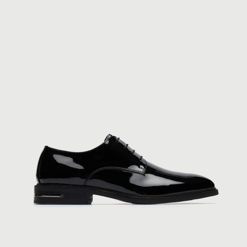 WALK London Men's Oliver Derby Shoe in Black Patent Leather