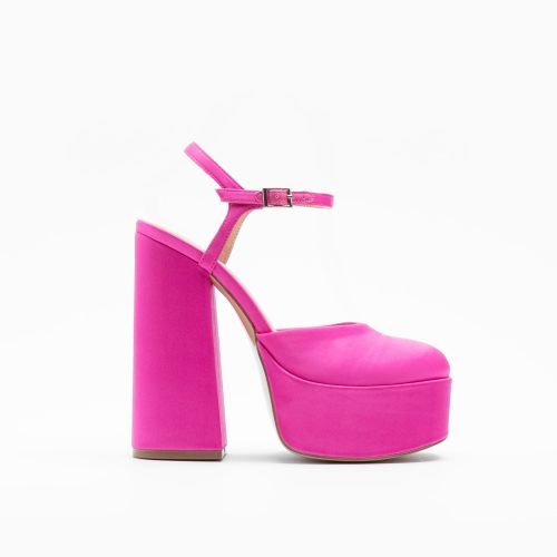 Walk London Women's Phoenix Platform Heel in Pink Satin