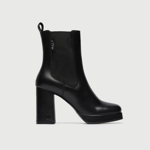 Walk London Womens Poppy Chelsea Boot in Black Leather