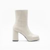 Walk London Women's Poppy Platform Boot in Off White Leather