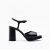 Walk London Women's Poppy Two Part Sandal in Black Leather