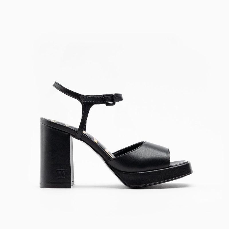 Walk London Women's Poppy Two Part Sandal in Black Leather