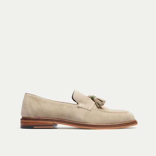 Walk London Mens Putney Tassel Loafer - Stone Suede