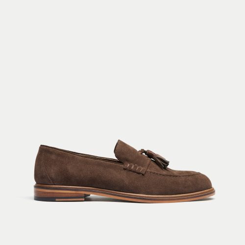 Walk London Mens Putney Tassel Loafer - Brown Suede