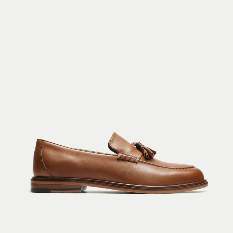 Walk London Mens Putney Tassel Loafer - Tan Leather