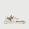 Walk London Womens Santa Rosa Trainer in White and Taupe Leather