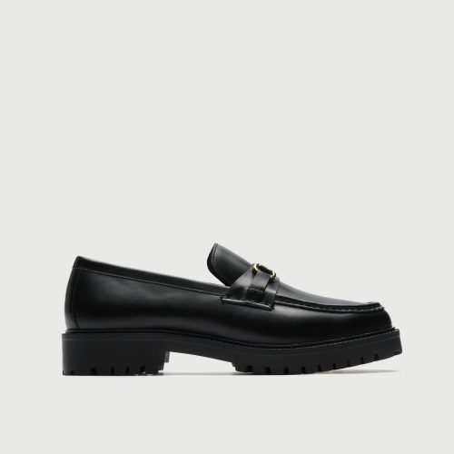 WALK London Sean Trim Loafer Black Leather