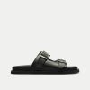 Walk London Shore Double Strap Sandal in Black Leather