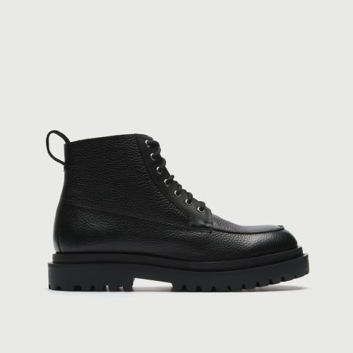 WALK London Men's Sully Apron Boot in Black Leather