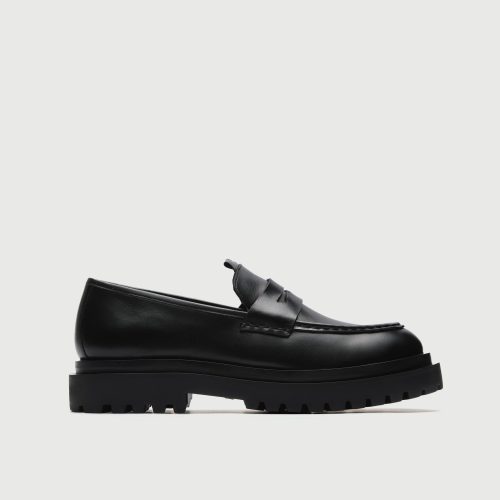 WALK London Men's Sully Saddle Loafer in Black Leather