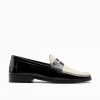 Walk London Mens - Tino Saddle Loafer - Black & White Leather