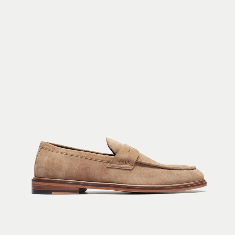 Walk London Mens Valentine Saddle Loafer in Tan Suede