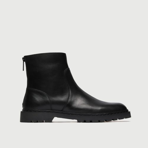 WALK London Men's Ziggy Back Zip Boot in Black Leather